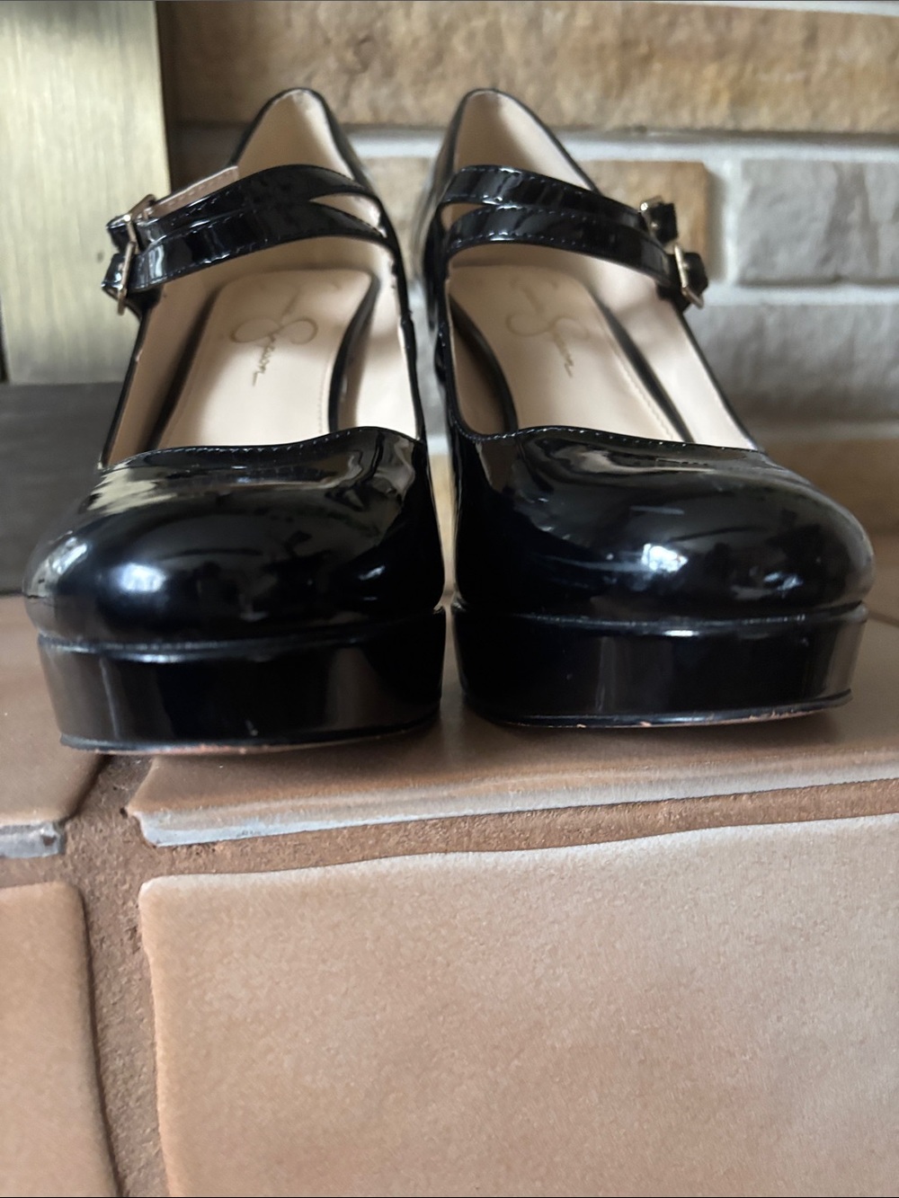 Jessica Simpson JP-Erimma Black Patent Platform Mary Janes - Size 8M - Picture 12 of 12